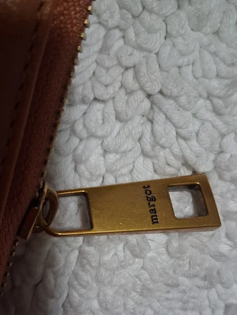 margot New York Zip-Around Leather Wallet with Gold Zipper Pull